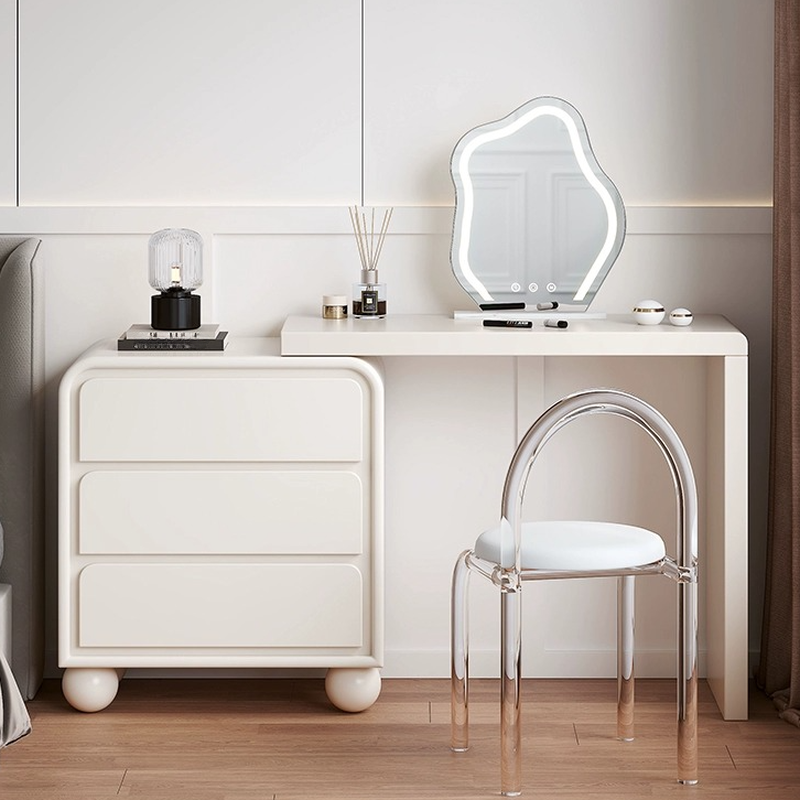 L-Shape 2-in-1 Scalable Vanity Set with Solid+Engineered Wood for Sleeping Room