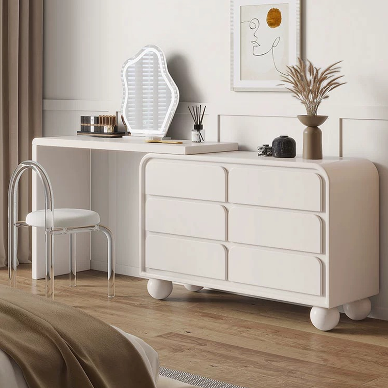Sleeping Room 2-in-1 Vanity Set with Natural Wood, Scalable and Push-Pull Features