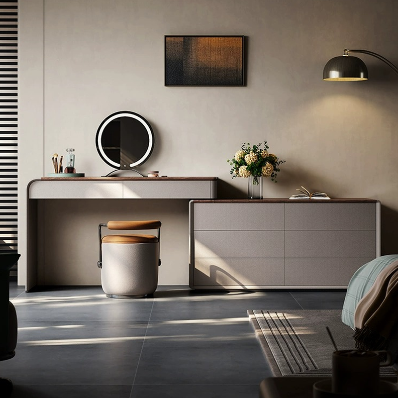 Sleeping Room Vanity Set with Lighting System, Scalable Features, 2-in-1 Design, and Adjustable Touch Brightness