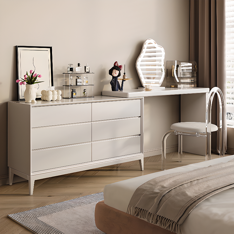 Sleeping Room Vanity Set with Lighting System, Scalable 2-in-1 Feature, Adjustable Touch and Brightness