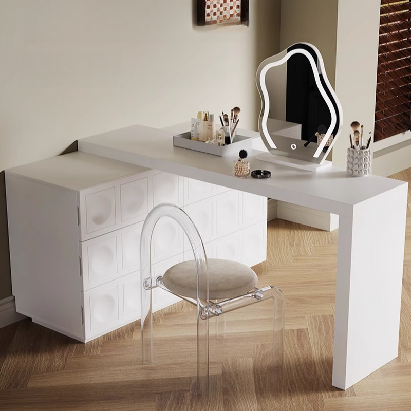 Sleeping Room Vanity Set with Lighting System, Scalable 2-in-1 Vanity, Adjustable Touch and Brightness