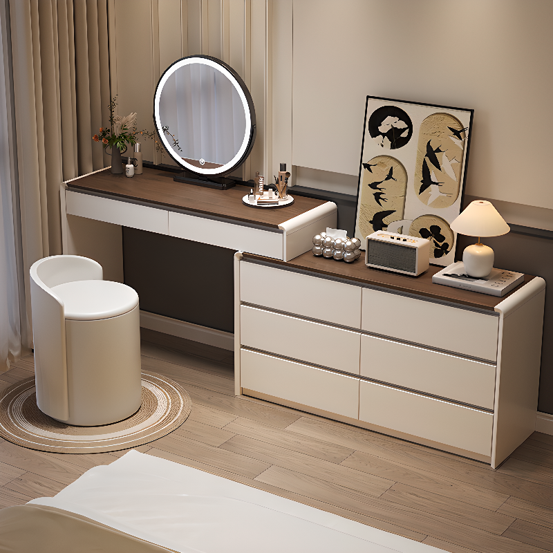 Sleeping Room Makeup Vanity with Scalable, Push-Pull, and 2-in-1 Features