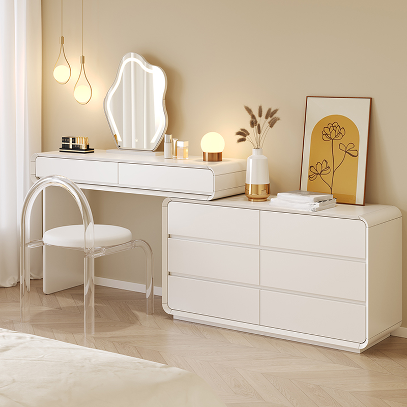 L-Shape Scalable 2-in-1 Makeup Vanity with Push-Pull Feature for Sleeping Room