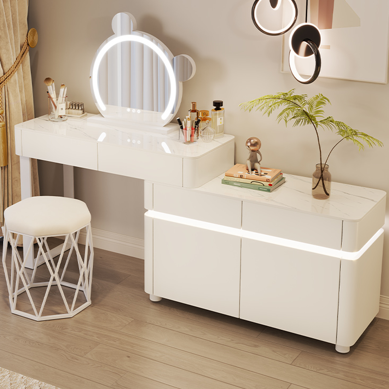 L-Shape Sleeping Room Vanity Set/Makeup Vanity with Scalable, Push-Pull, and 2-in-1 Features