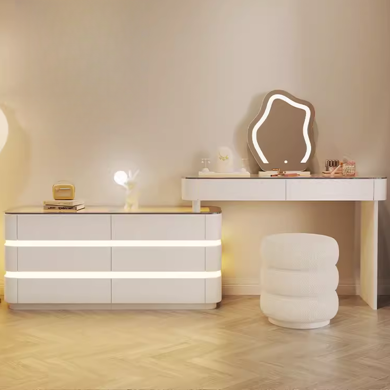 L-Shape Scalable Push-Pull 2-in-1 Vanity Set for Sleeping Room