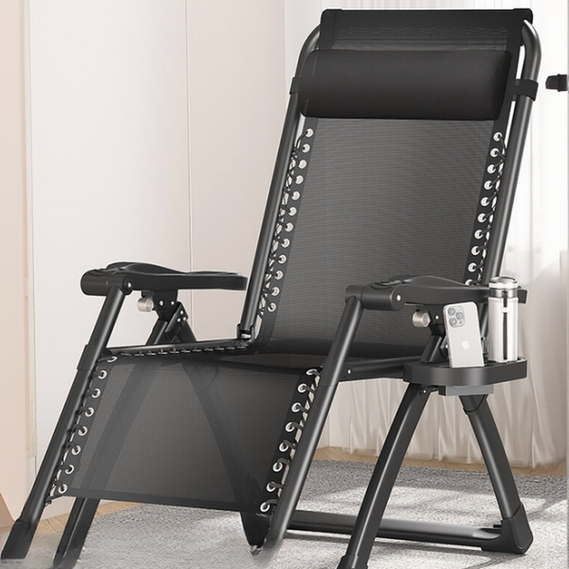 Minimalist Solid Colour Alloy Black/Caramel Recliner Armchair with Locking Back Angle & Removable Back, Standard (No Motion)