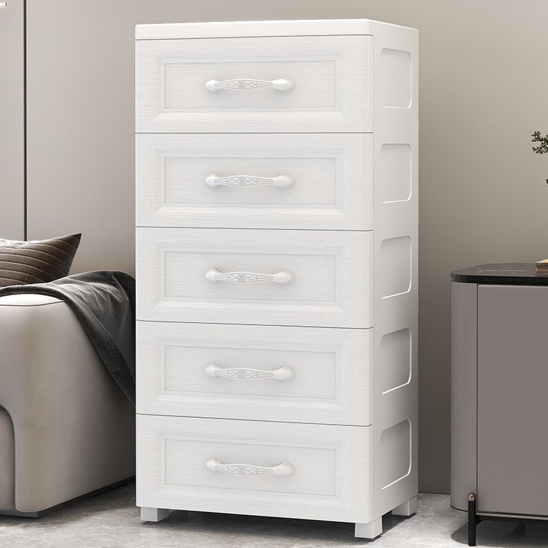 Simple Plastic & Acrylic Double Dresser with Caster Wheels