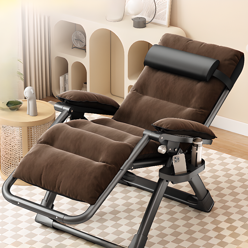 Trendy Alloy Reclining Chair in Grey/Olive Green/Sepia with Non Rocking Base, Locking Back Angle, and Stitch-tufted Removable Back