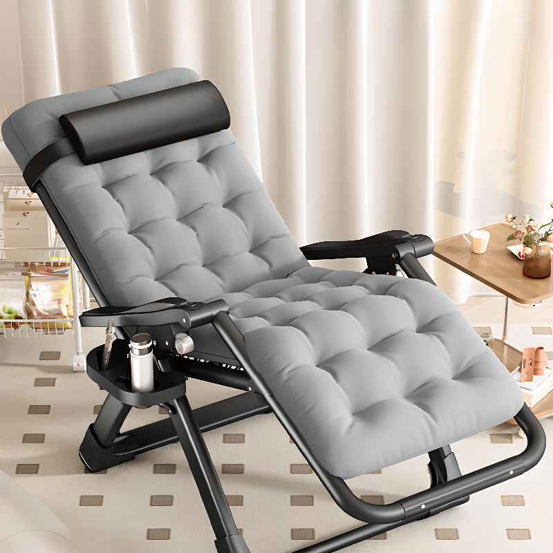 Standard (No Motion) Base Cocoa/Grey/Black Solid Colour Decorative-stitched Recline Chairs with Locking Back Angle, Lumbar Support and Independent Foot Movement