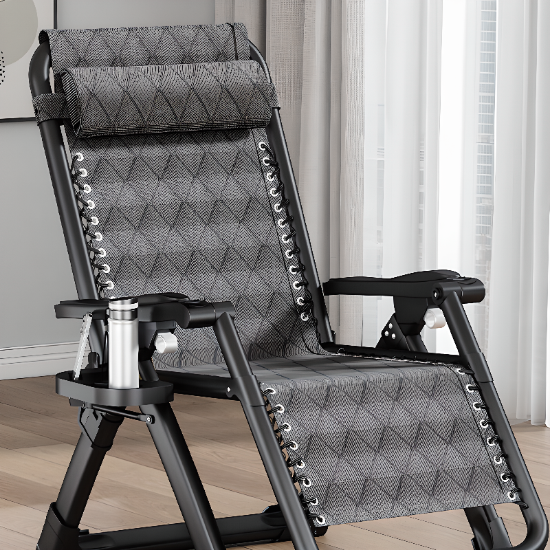 Art Deco Sepia/Midnight Black Alloy Non Rocking Locking Back Angle Reclining Chair with Lumbar Support & Independent Foot Movement