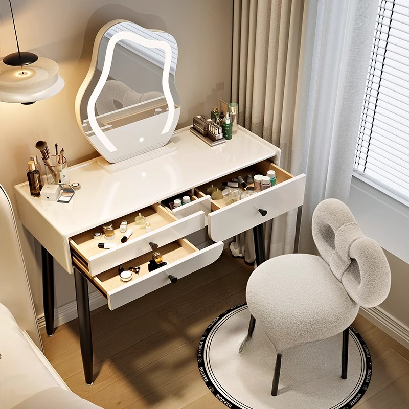 Multi-Purpose Vanity Set with LED Lighting, Push-Pull Drawers, Adjustable Touch and Brightness Features