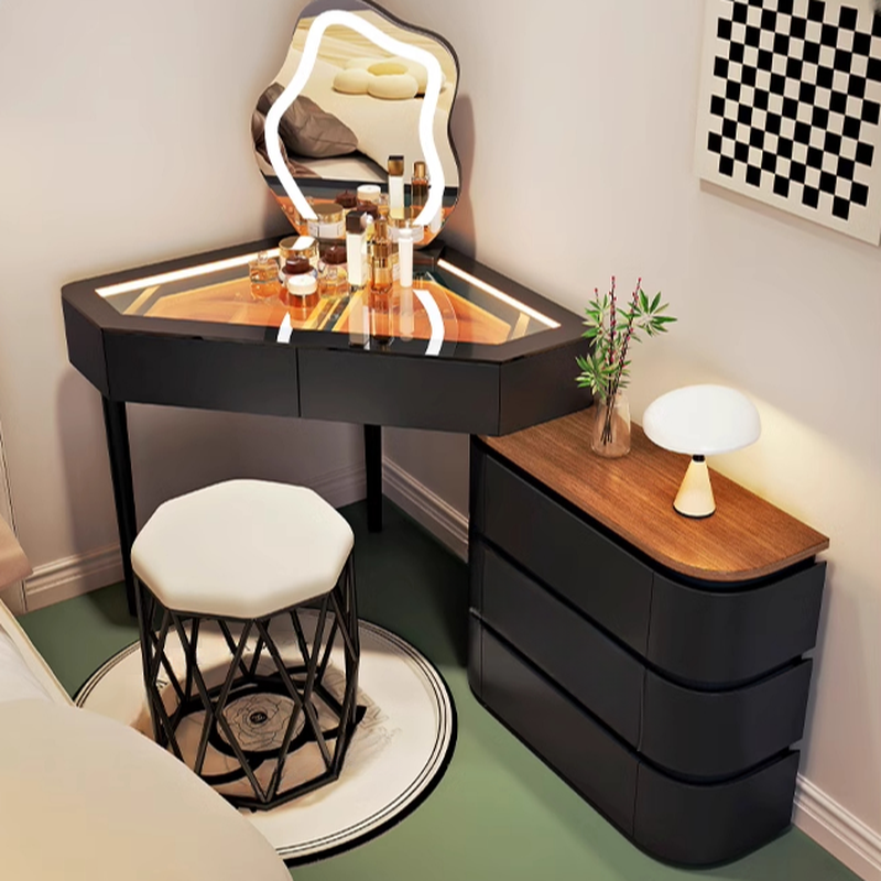 Multi-Purpose Vanity Set with Coal Seating, LED Lighting, and Scalable Design