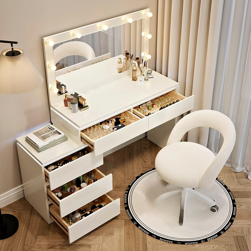 Multi-Purpose Vanity Set with Led Lighting, Scalable Design, and Push-Pull Functionality