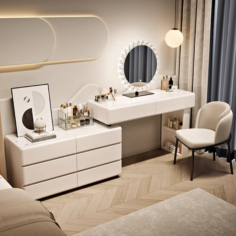 Multi-Purpose Vanity Set with LED Lighting, Scalable, and Adjustable Touch