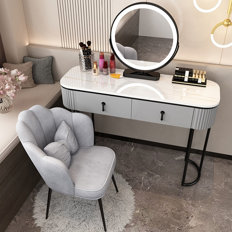 Multi-Purpose Vanity Set with Polymer Compound Top, Led Lighting, Dividers, and Adjustable Touch Push-Pull