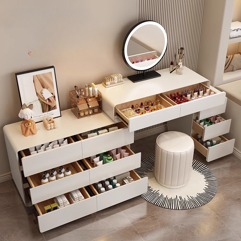 Multi-Purpose Vanity Set with LED Lighting, Scalable Design, Adjustable Touch and Brightness