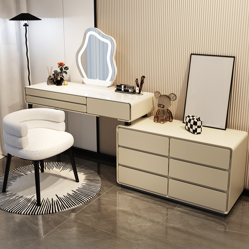 Multi-Purpose Vanity Set with 9 Drawers, LED Lighting, Scalable, and Adjustable Touch Brightness