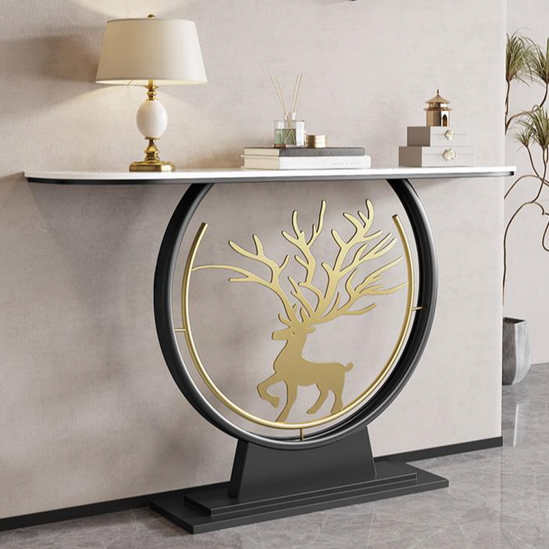 Stylish/Art Deco Pedestal Scratch-defiant Stain Resistant Half Circle Stone Console Stands