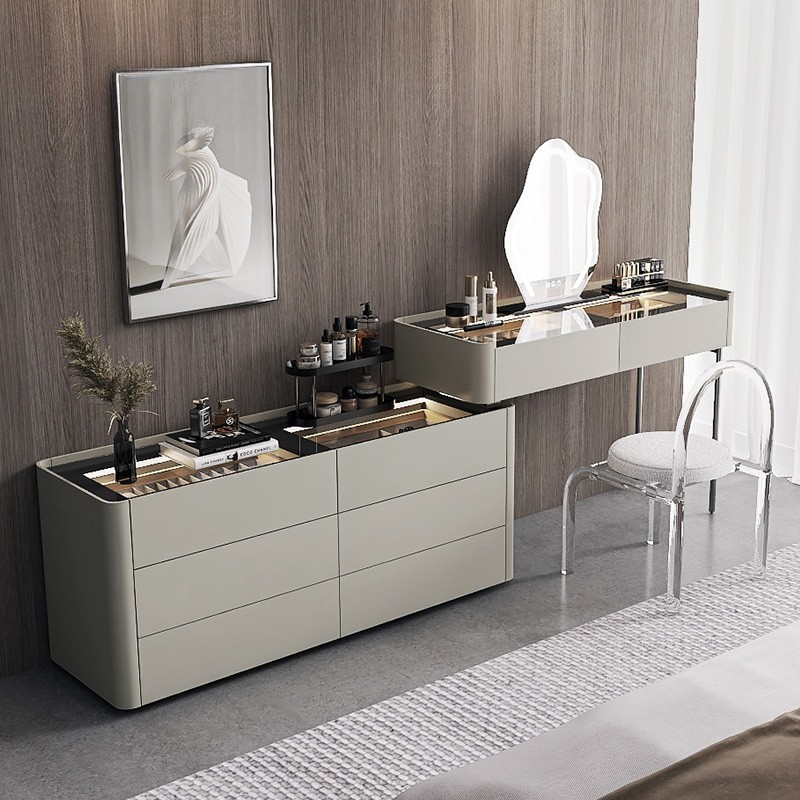 Multi-Purpose Makeup Vanity with Jewelry Storage, Scalable Dividers, Sliding 2-in-1 Design