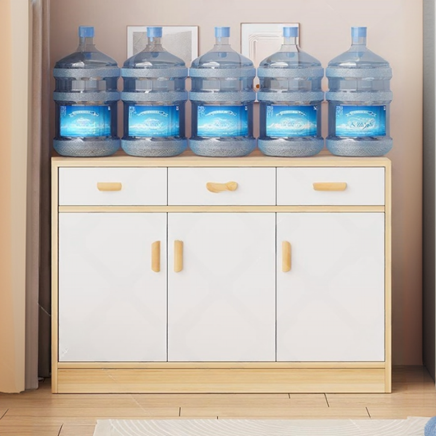 Simple 2 Tiers Desk Combo Dresser with 2 Cabinets & 2 Interior Shelves for Sitting Room