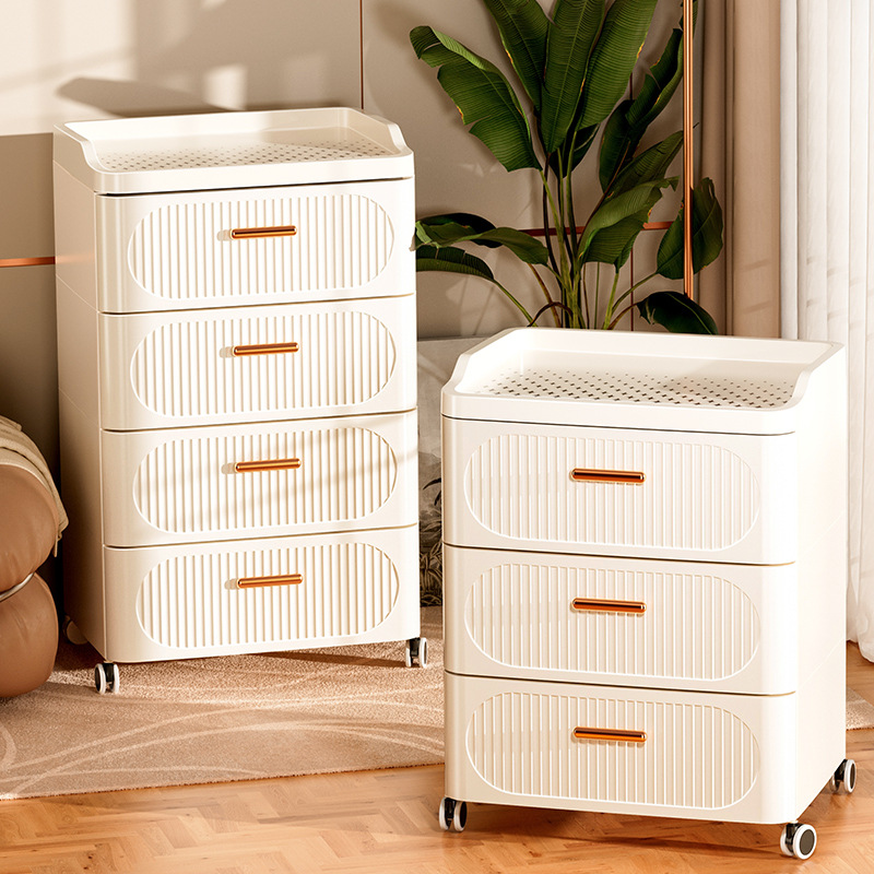 5 Tiers/4 Tiers/3 Tiers Plastic & Acrylic Bachelor Chest with Swivel Wheels in a Contemporary Style