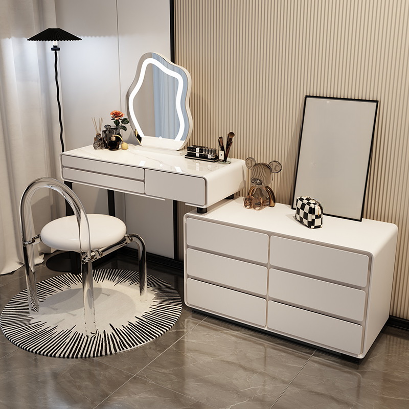 Multi-Purpose Vanity Set with LED Lighting, Scalable, Dividers, Push-Pull, Adjustable Touch and Brightness