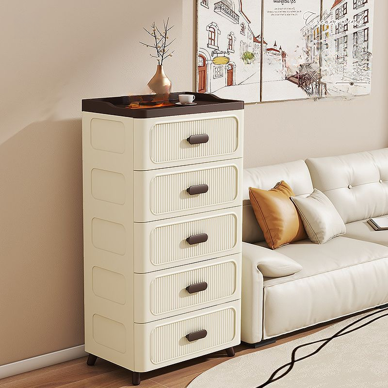 Beige Simple Plastic & Acrylic Bachelor Chest with 5 Tiers