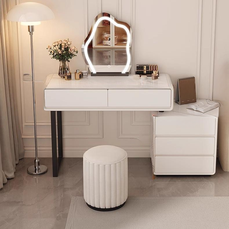 Chalk Simplistic Wood Standard/Large Makeup Vanity with No Suspension