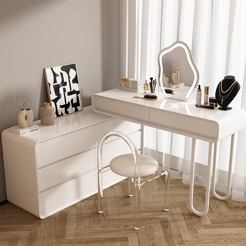 Multi-Purpose Vanity Set with LED Lighting, Scalable Design, Dividers, 2-in-1 Functionality, and Adjustable Brightness Touch Control