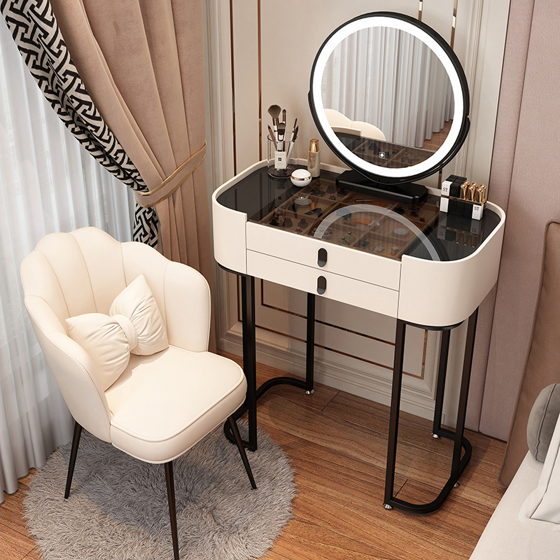 Multi-Purpose Vanity Set with LED Lighting, Dividers, Push-Pull Functionality, and Adjustable Brightness