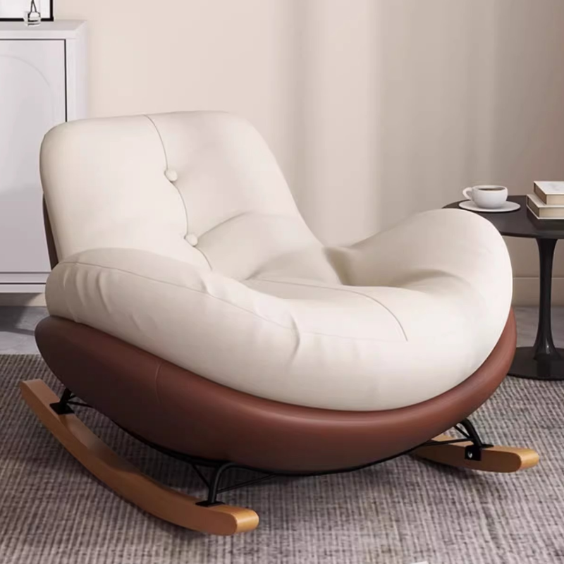 Chalk Simple Upholstered Rocking Seat with Water Proof Padded Round Arm