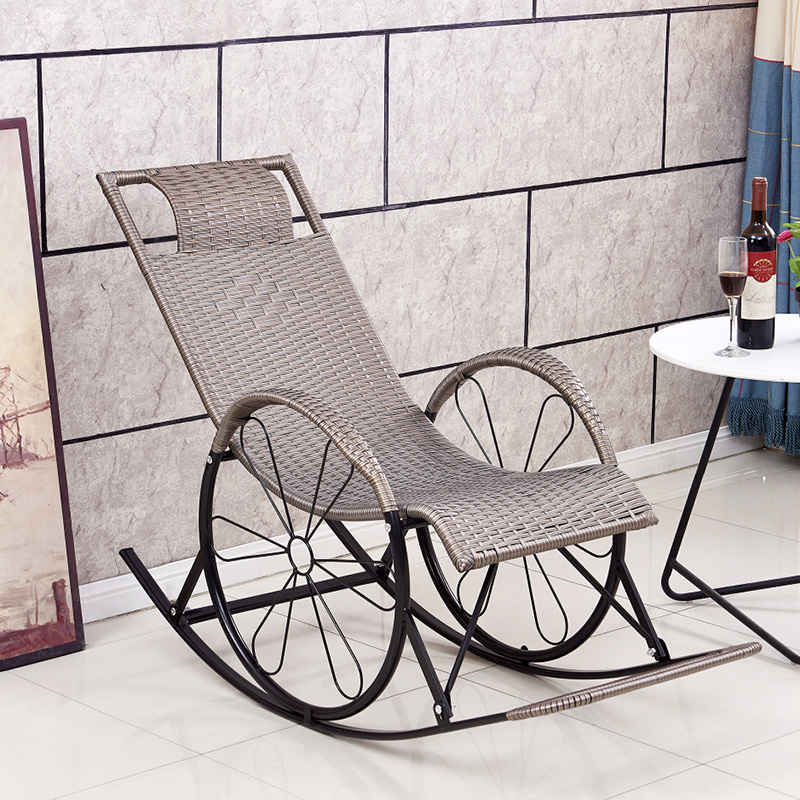 Simple Scratch-tolerant Cane Porch Rocker with Round Arm