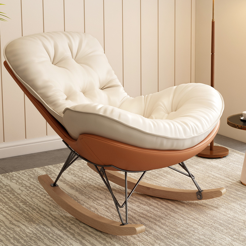 Simple Upholstered Rocking Seat with Scratch-tolerant Padded Round Arm