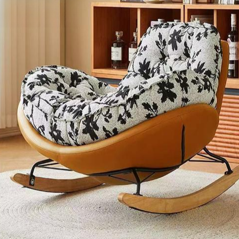 Green/Multiple Colour Simple Upholstered Rocking Seat, 2 Piece Set & Padded with Ottoman