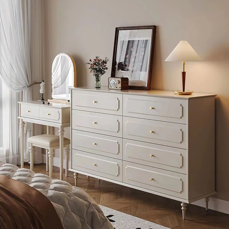 Modern 4 Tiers/5 Tiers Hardwood Horizontal/Vertical Console Dresser/Bachelor Chest in Chalk with 8 Drawers/5 Drawers/4 Drawers