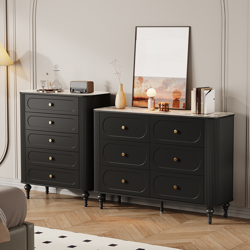 Midnight Black Simple 3/4/5 Tiers Double Dresser