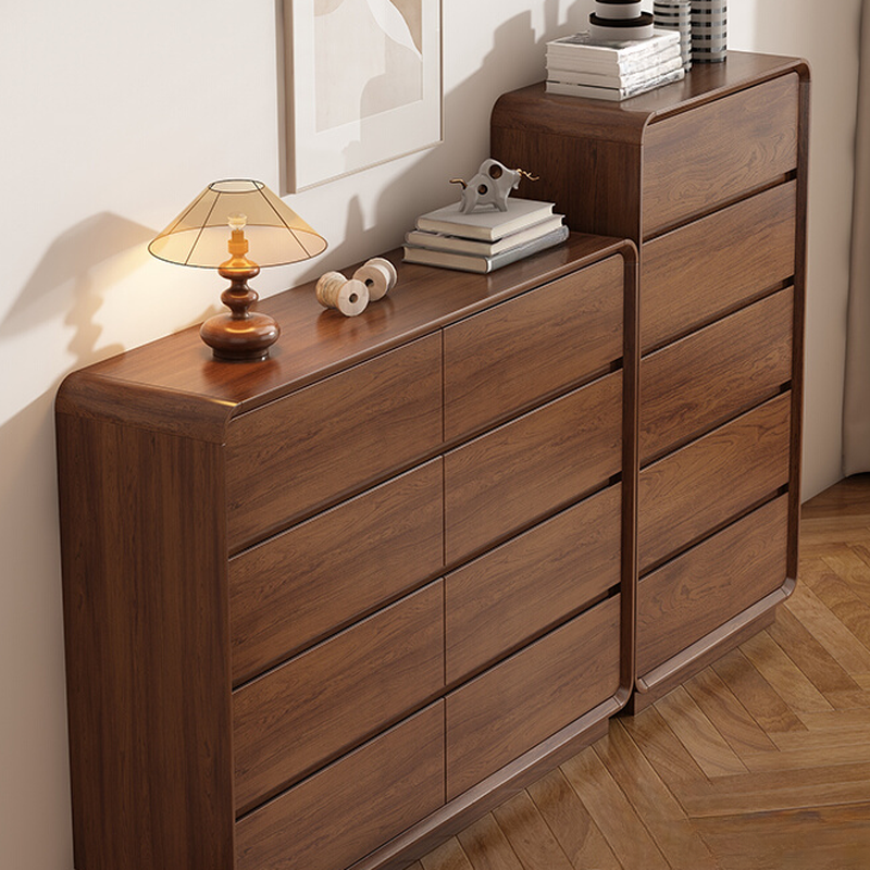 Sepia Wood Horizontal/Vertical Double Dresser with 6 Drawers/9 Drawers/8 Drawers in a Modern Simple Style