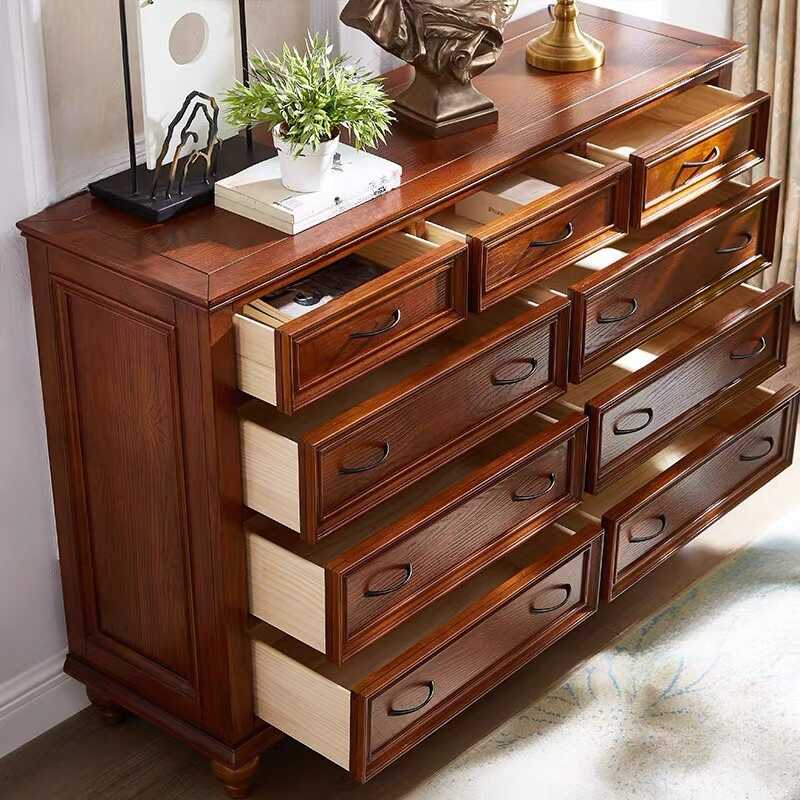 Art Deco Chestnut Console Dresser/Bachelor Chest Horizontal/Vertical  Hardwood with 9 Drawers/5 Drawers, Size 150 x 40 x 92 cm- OZ-Home-Hub