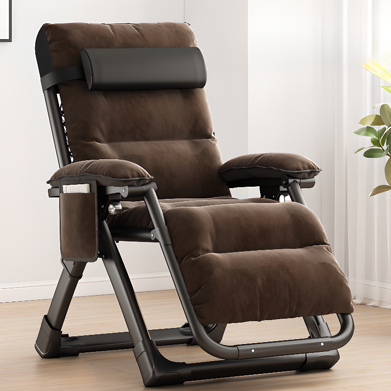Metal Accent Recliner with Independent Foot Movement, Cup Holder, Detachable Cushion, Pillow & Locking Back Angle, Non Rocking