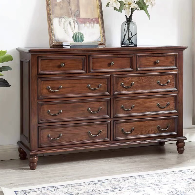 Elegant Pecan Simple Timber Console Dresser, Versatile Horizontal/Vertical Orientation