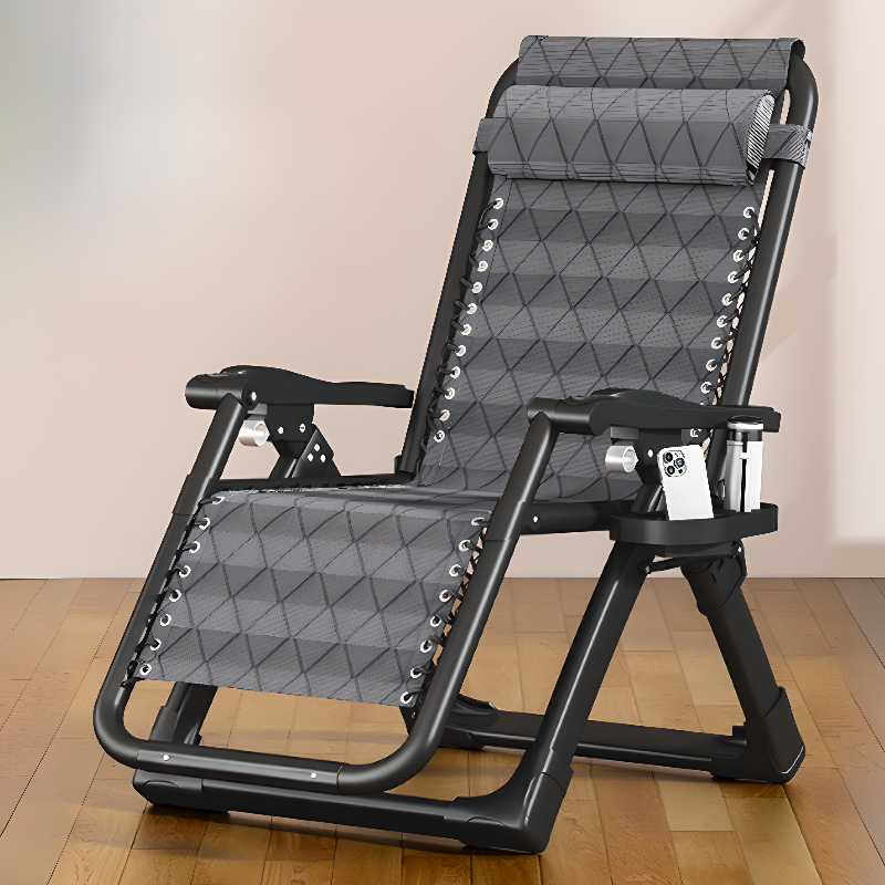 Natural Hue Reclining Chair with Non-Rocking Base, Removable Cushion, Pillow, Locking Back Angle, Cupholder, and Independent Foot Movement