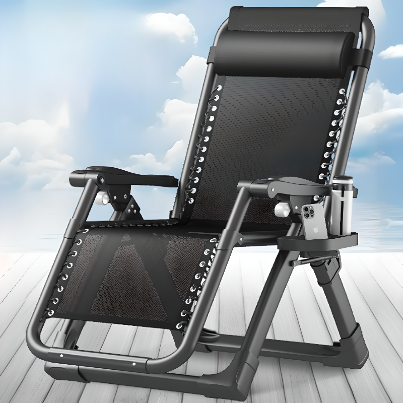 Standard (No Motion) Dove Grey/Unfinished Colour/Black Reclining Chair with Pillow, Independent Foot Movement, Locking Back Angle and Cupholder, Removable Cushion Included/Not Included