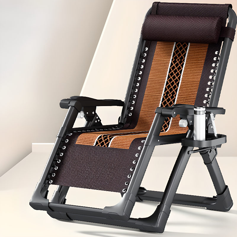 Standard (No Motion) Base Sepia/Grey/Wood Colour Reclining Reading Chair with Pillow, Locking Back Angle, Lumbar Support and Cup Holder, Detachable Cushion Included/Not Included