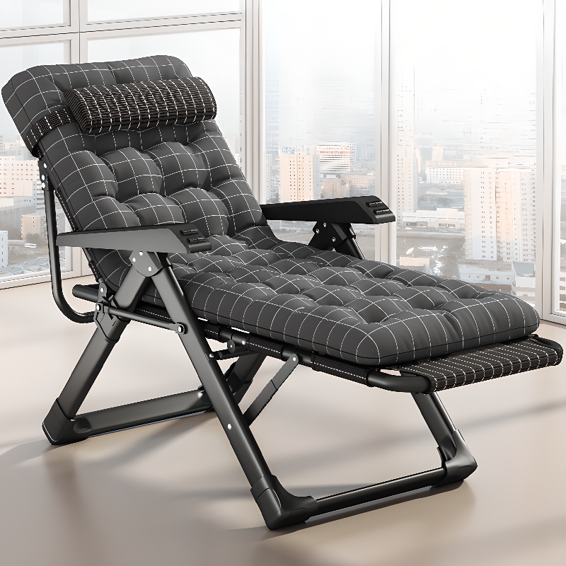 Trendy Reclining Chair with Alloy Frame, Non Rocking Base, Removable Cushion, Pillow, Locking Back Angle, and Independent Foot Movement