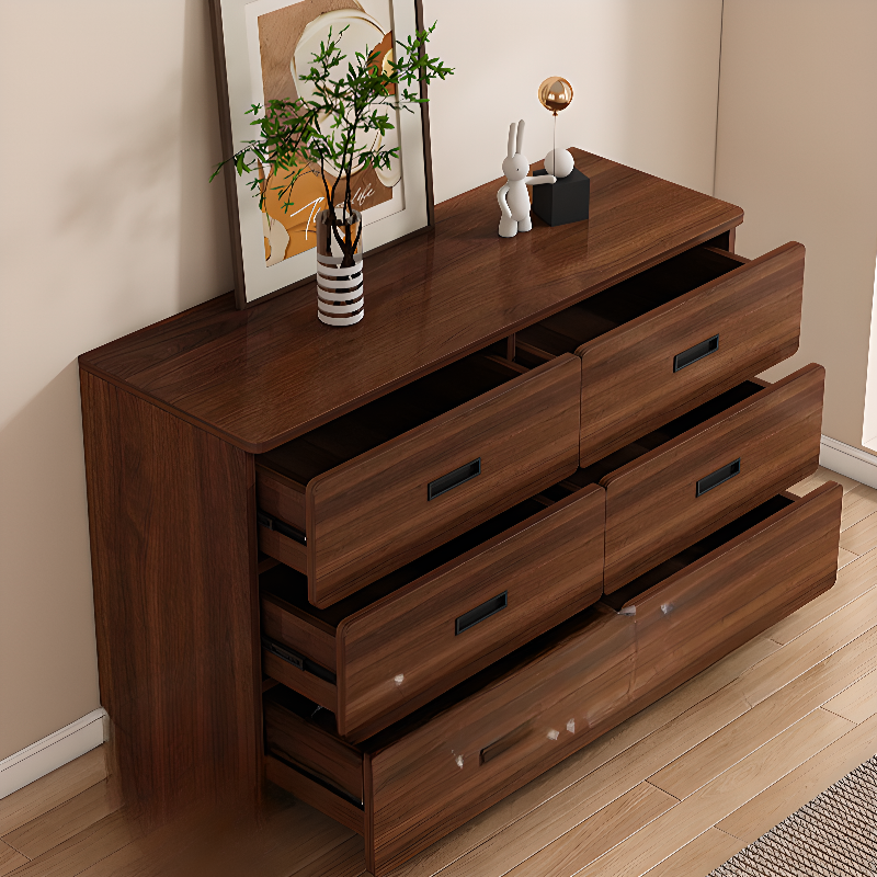 Contemporary Vertical/Horizontal Hardwood Bachelor Chest with 4 Drawers/6 Drawers/3 Drawers, Auburn