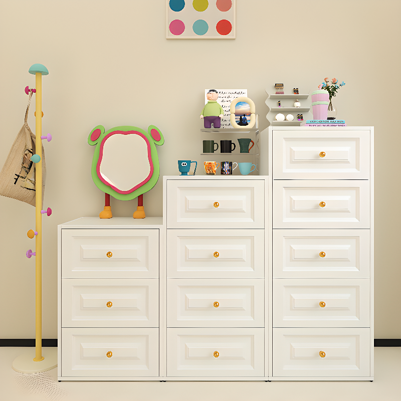 Simplistic Horizontal/Vertical Steel Bachelor Chest with 4 Drawers/3 Drawers, White