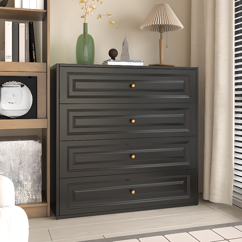 Midnight Black Simple Steel Bachelor Chest