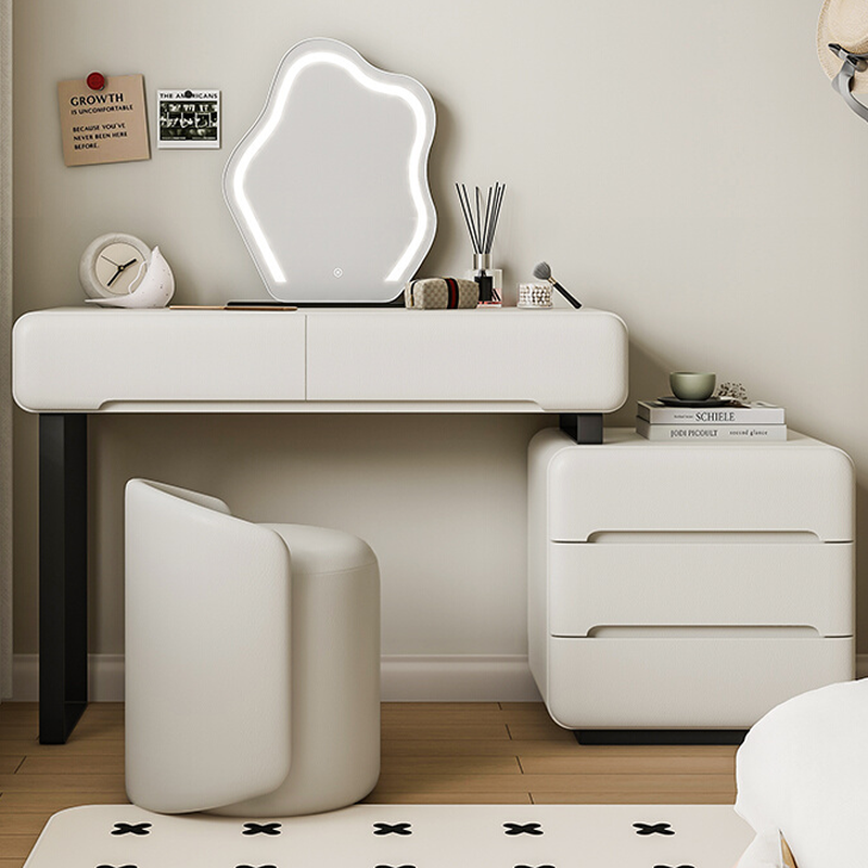 Simple Large Lumber Vanity Set with 5 Drawers, No Suspension, and Tabletop Storage