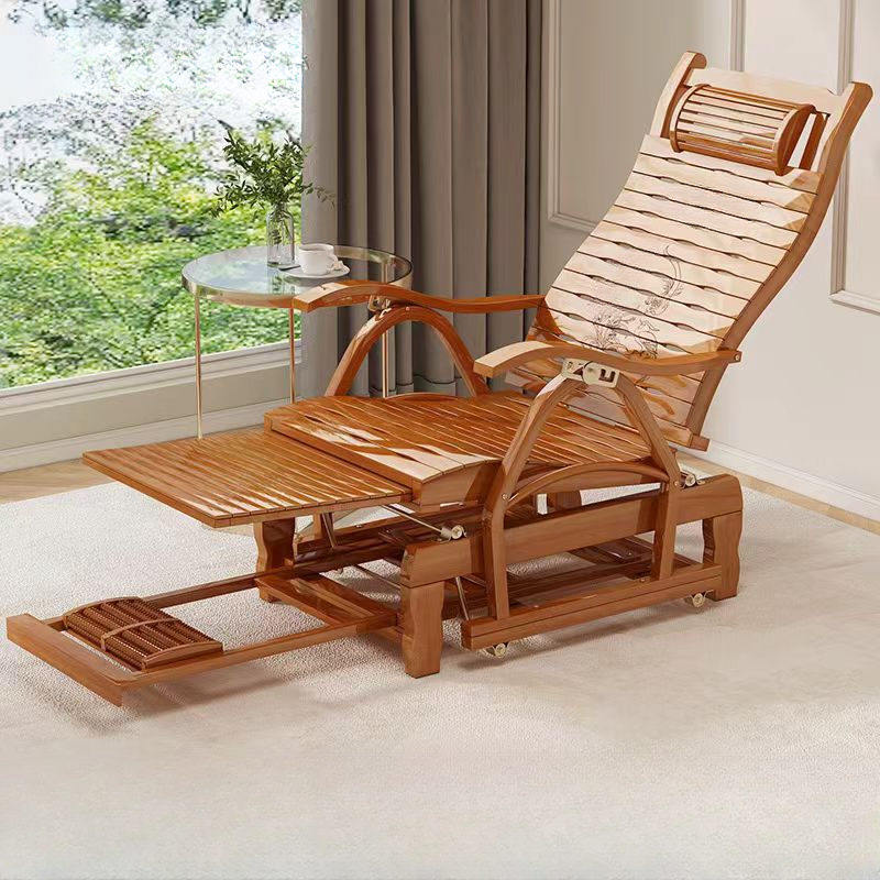Wood Colour Bamboo Porch Rocker with Rear Back