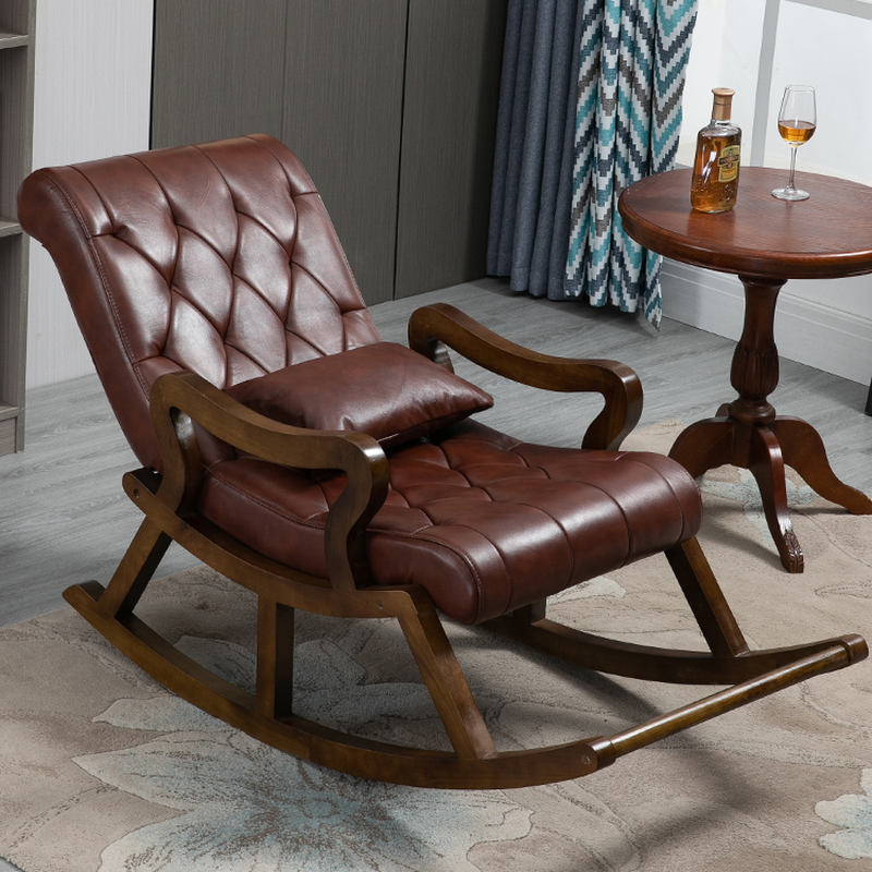 Scratch-proof Cocoa/Dove Grey/Apricot Colour Removable Pillowcase Rocking Chair, with Pillow & Track Arm & Padded & Upholstered